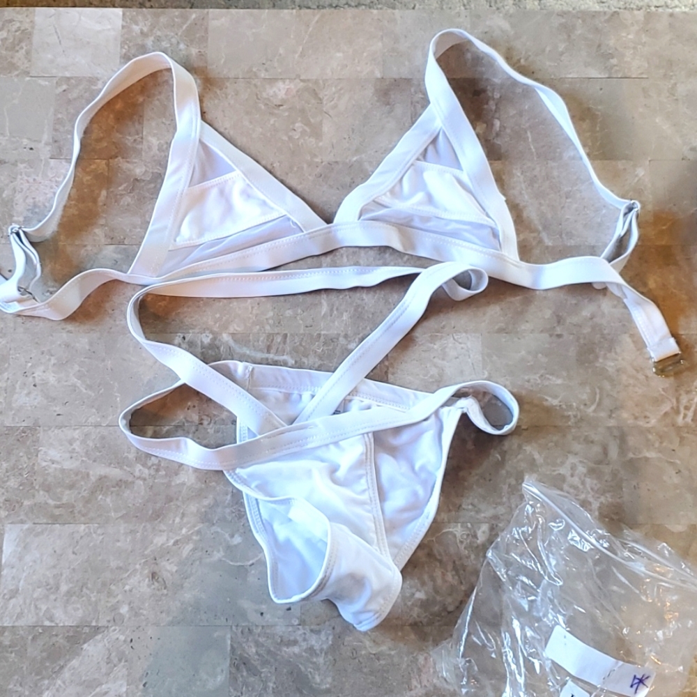 White strappy bikini
